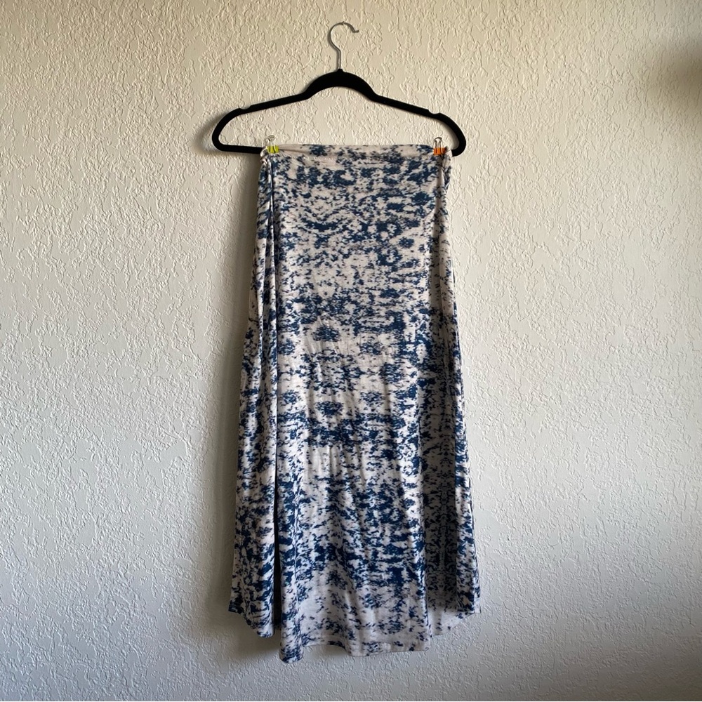 Blue and White Print Maxi Skirt